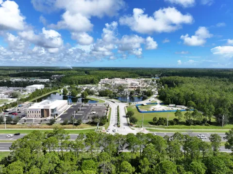 Aerial view of the AdventHealth Palm Coast campus.