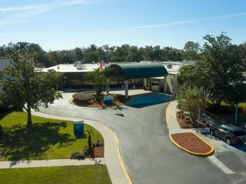 A top-down view of the entrance of AdventHealth Dade City