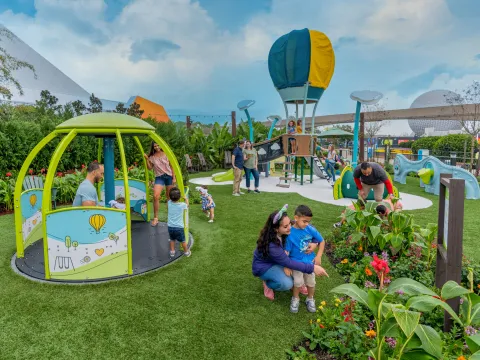 Playground equipments at the AdventHealth Healthfull Trail during the 2022 Epcot Flower and Garden Festival.