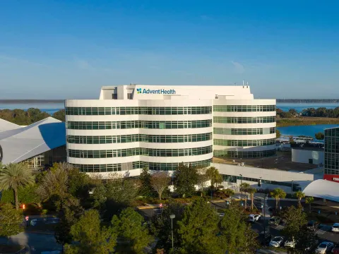 The fused, triple-tower building that makes up AdventHealth Waterman