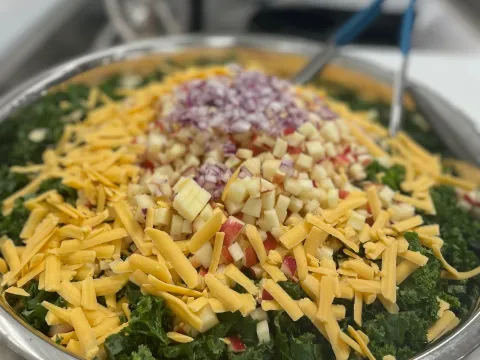 Kale, apple, cheddar salad