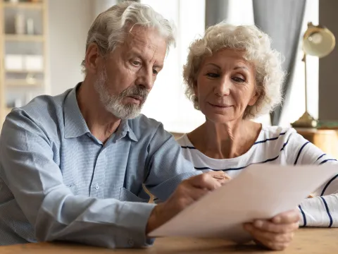 A couple planning at home.