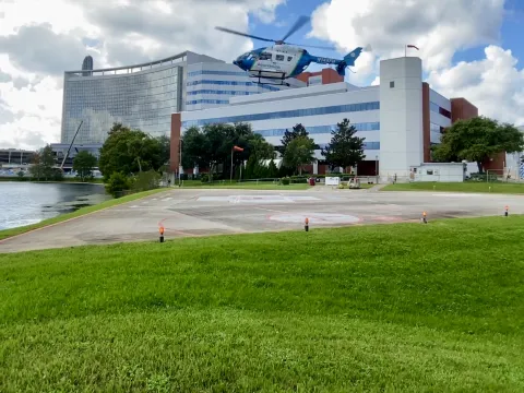 AdventHealth's Flight 1 medical helicopter lands at AdventHealth Orlando