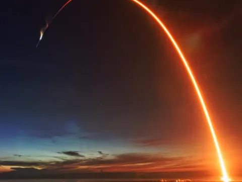 Rocket Launch Across the Night Sky