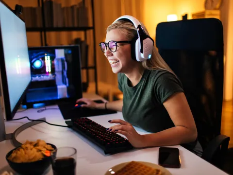 A girl playing video games