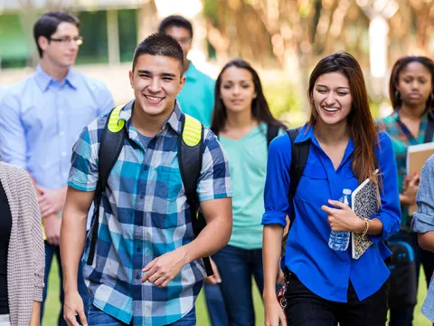 College students walking on campus