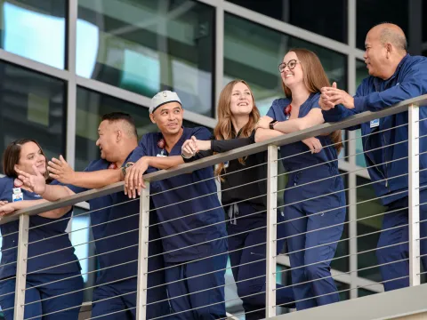 AdventHealth nurses standing together on a walkway