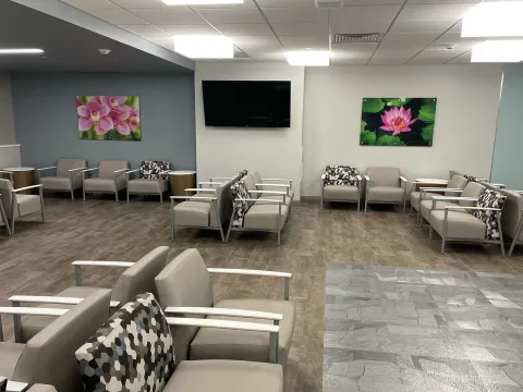 The waiting room of Dr. Patel's new clinic