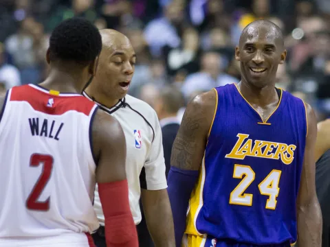 Long-time Los Angeles Laker Kobe Bryant on the court