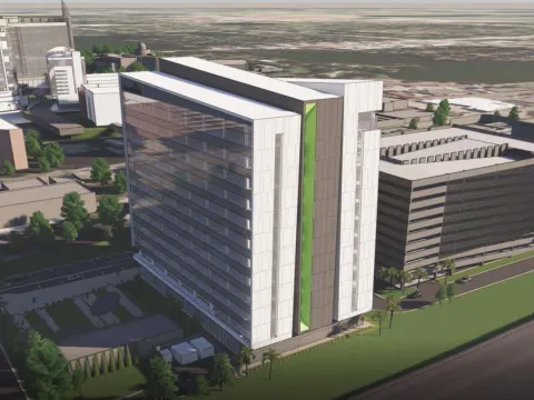 A 3-D render of the AdventHealth Rothman building