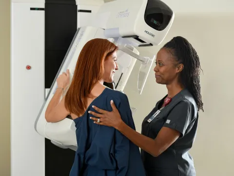 Patient and nurse mammogram