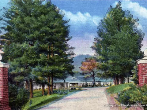 Illustration of the Mountain Sanitarium in Asheville, North Carolina.