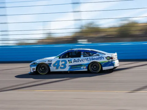 The number 43 car at the Daytona speedway.