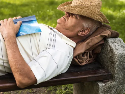 Man napping outdoors