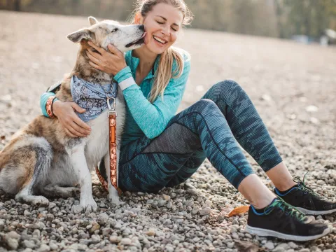 Runner resting with dog