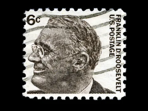 Stamp of Franklin D. Roosevelt.