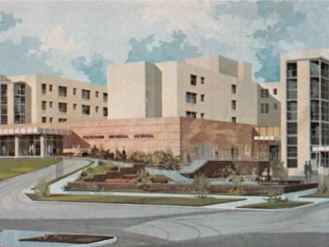 Illustration of Waterman Memorial Hospital, now AdventHealth Waterman.