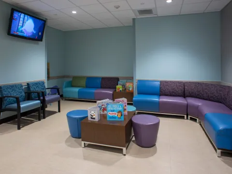Waiting room with chairs.