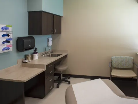 Room with chair and medical equipment