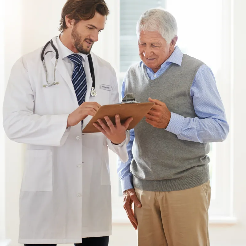 Older man visits the doctor for tests