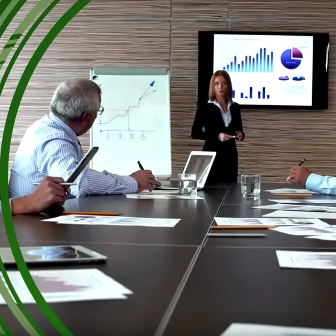 business woman showing a presentation