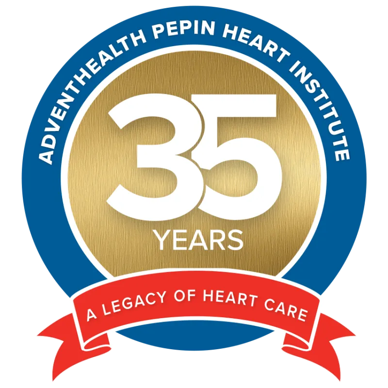 AdventHealth Pepin Heart Institute 35 Years Anniversary logo.