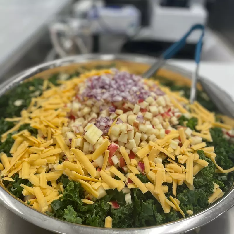 Kale, apple, cheddar salad