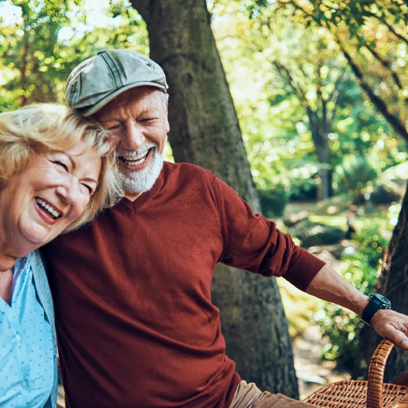 Older couple relaxing outdoors