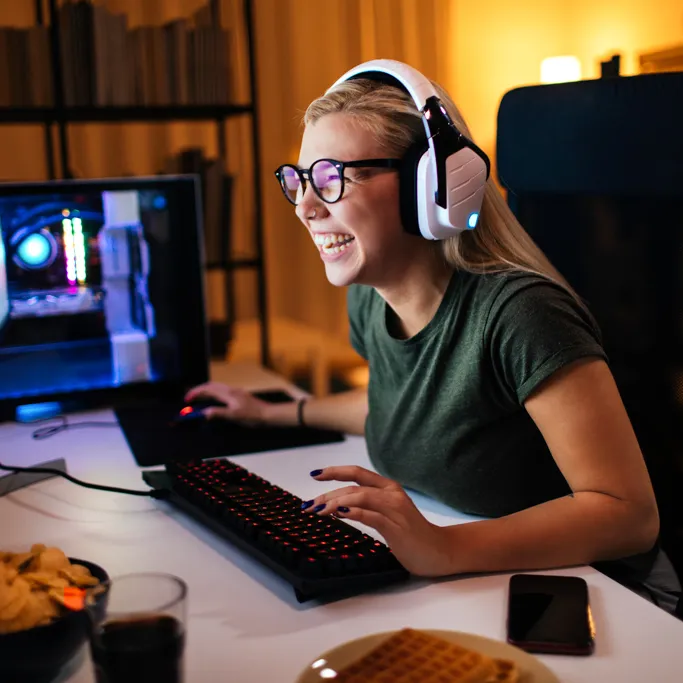 A girl playing video games