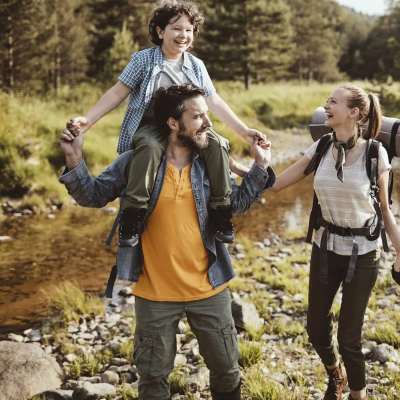 A family hiking.