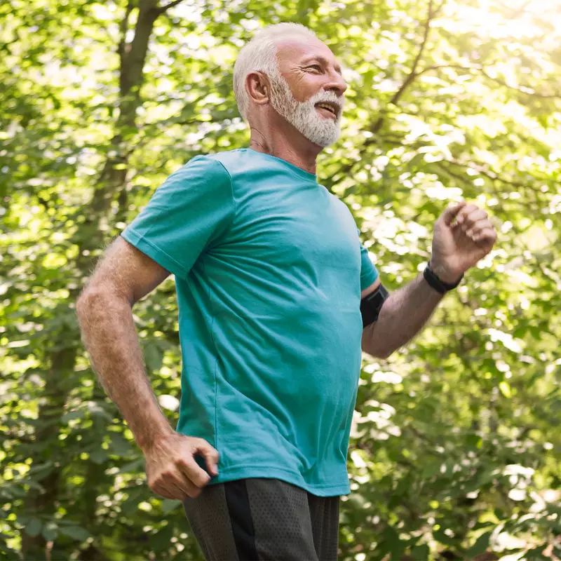 A man running outdoors.