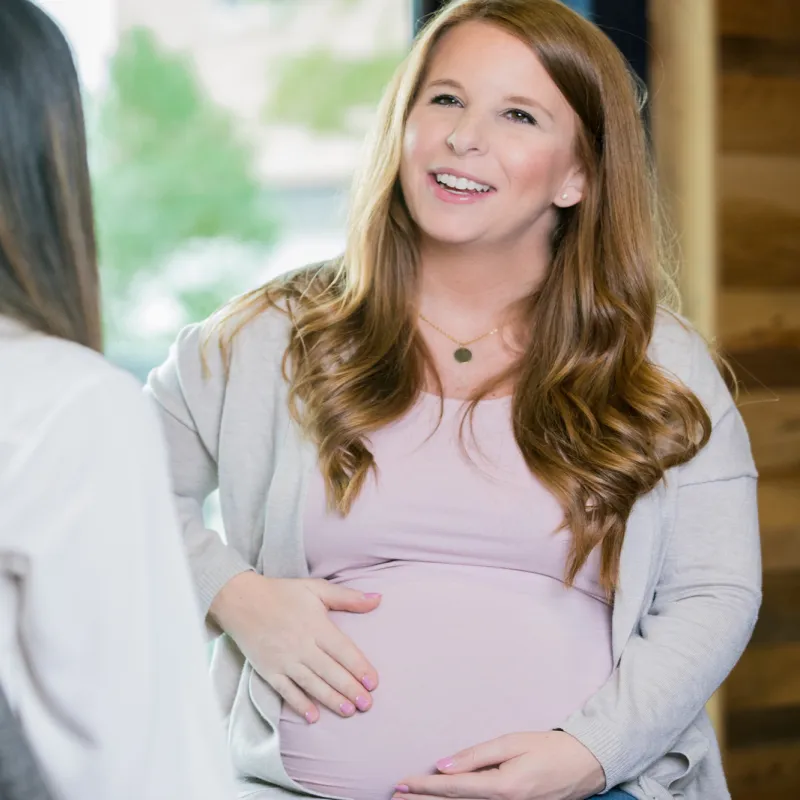 A mom-to-be meets with her doctor.