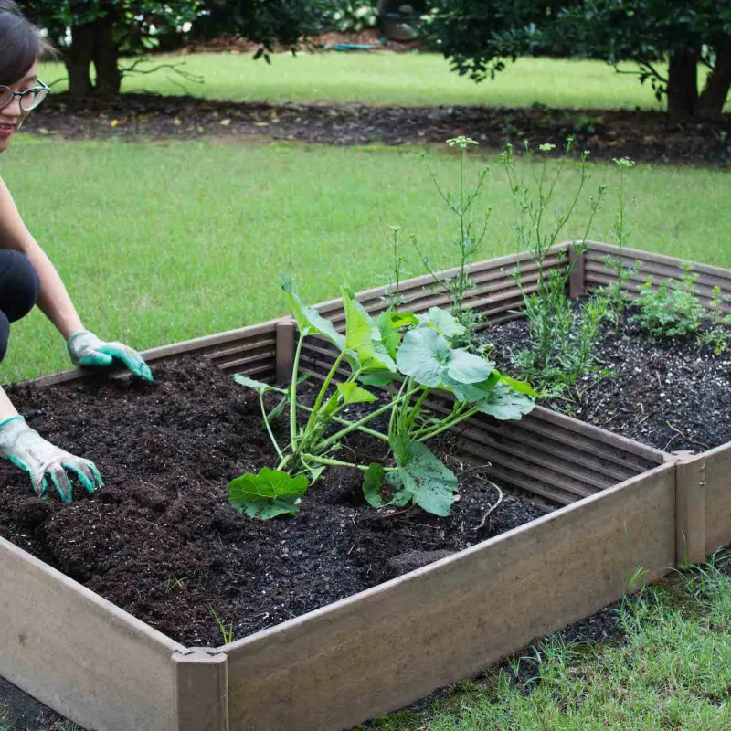 Woman working in garden