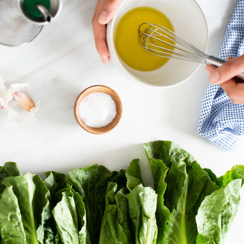 A woman whips up a healthy recipe.