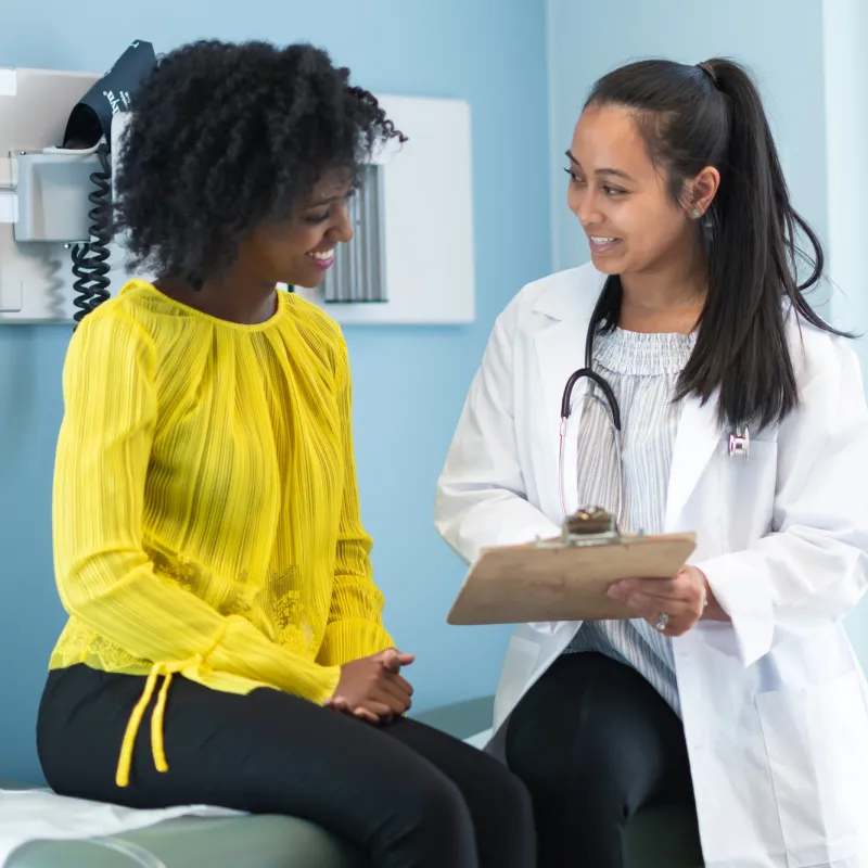 A young woman visiting the doctor.