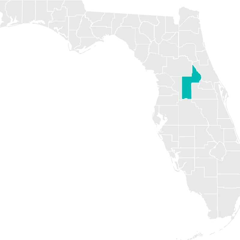 Map of Florida highlighting Lake County