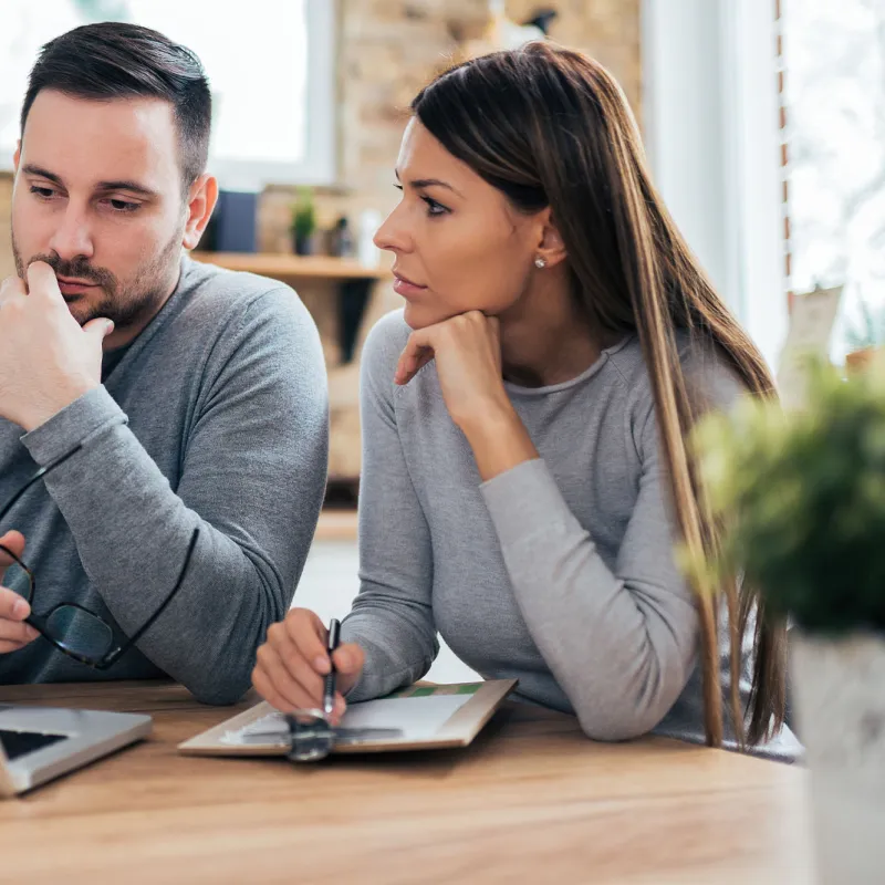 A man and woman make plans.