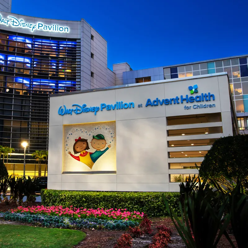 Exterior of AdventHealth for Children Walt Disney Pavilion.