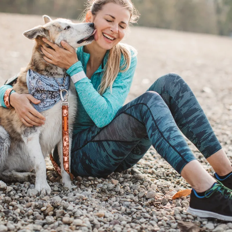 Runner resting with dog