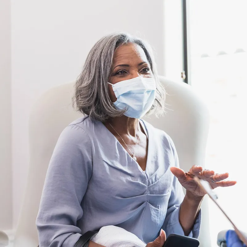 A patient at a health care visit.