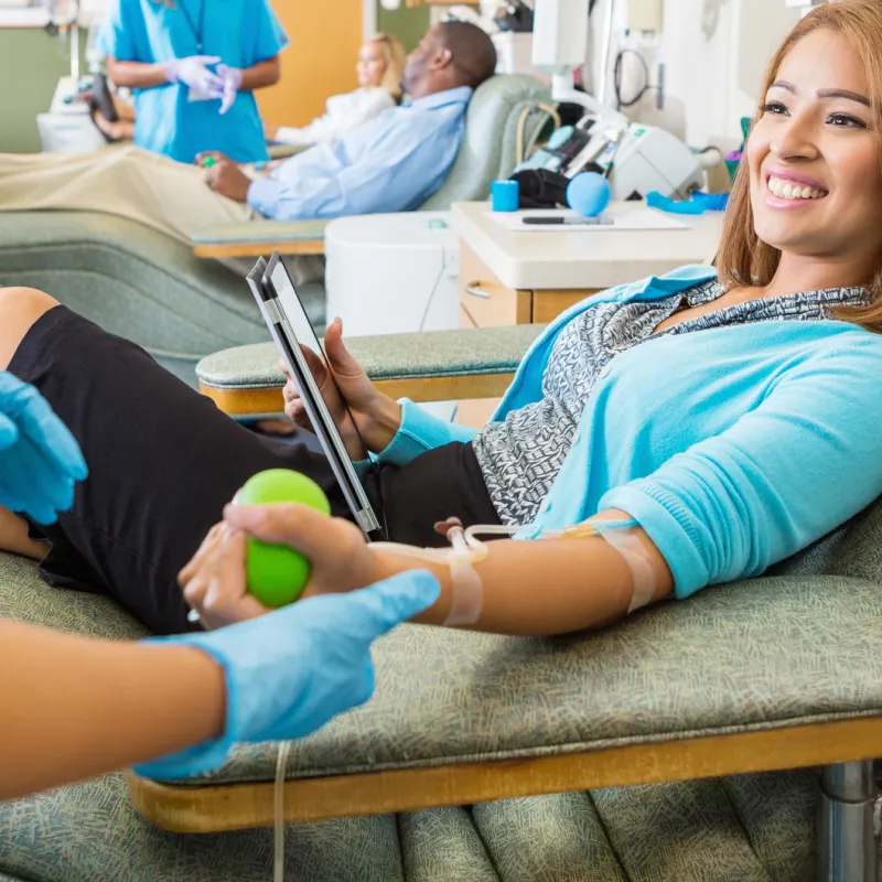 Woman donating blood