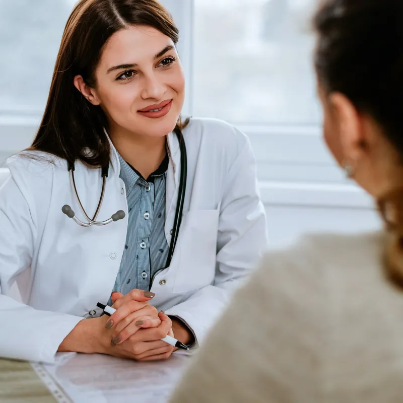 Woman talking to her doctor