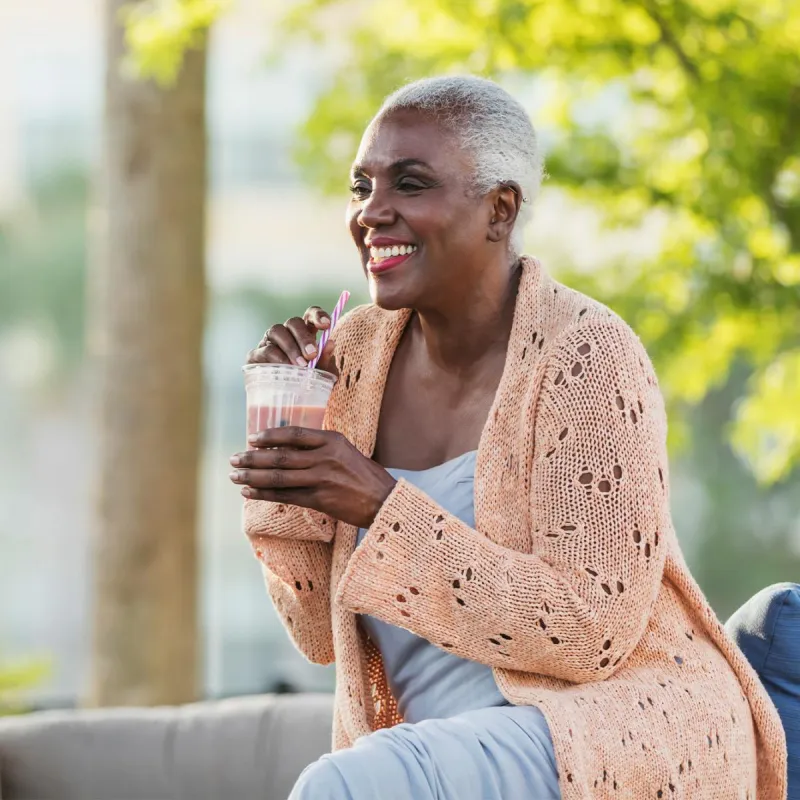 Woman drinking a smoothie