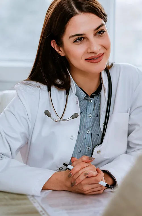 Woman talking to her doctor