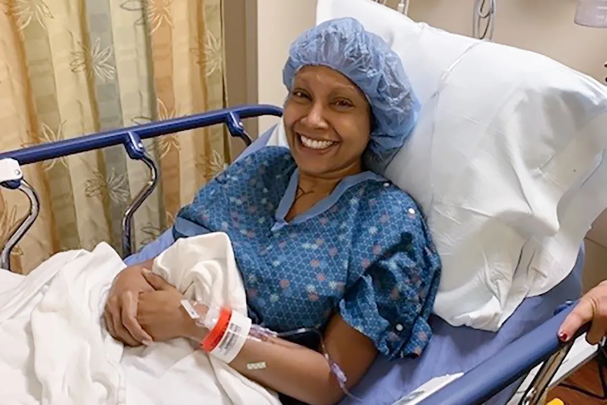 Simona Lazinsk patient breast cancer waiting to go into surgery