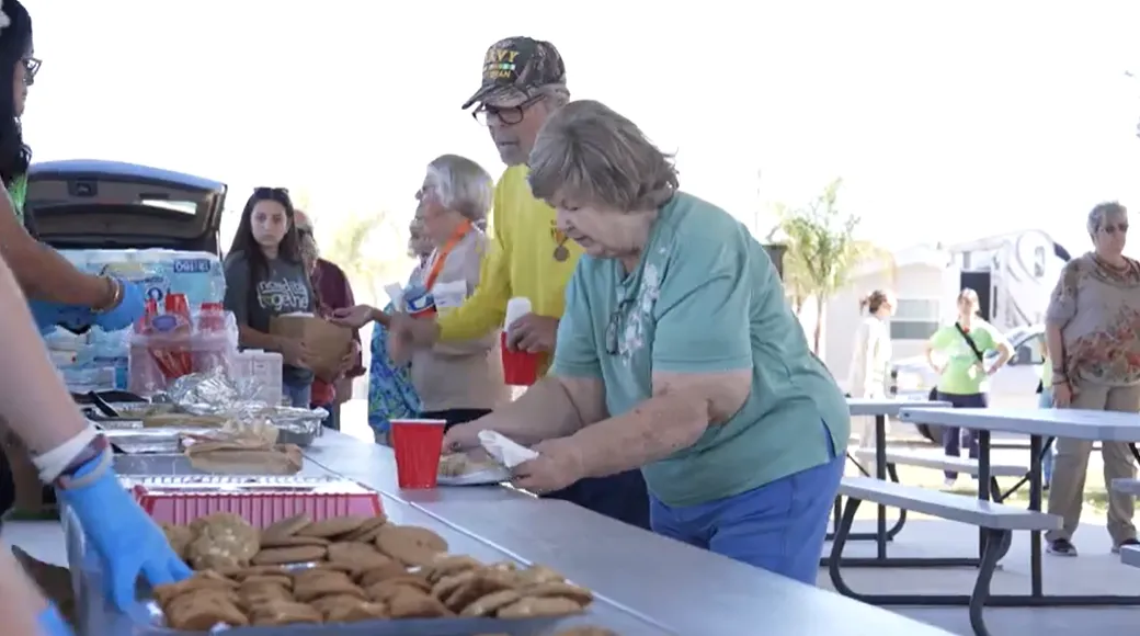 Southern Charm RV Resort residents receive Thanksgiving food from AdventHealth Zephyrhills and Fresh Start of Pasco.