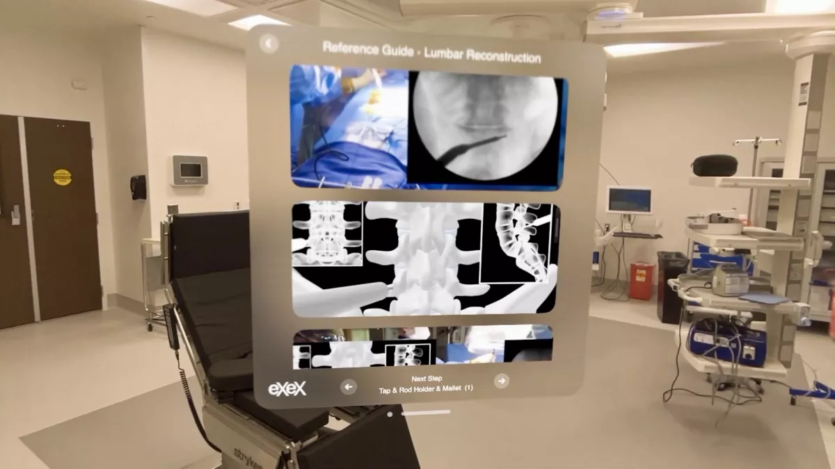 Digital overly for a procedure at AdventHealth Surgery Center Innovation Tower as seen through Apple Vision Pro surgical assist system