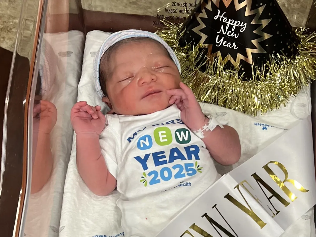 Baby Jeeno is first baby of 2025 at AdventHealth Tampa