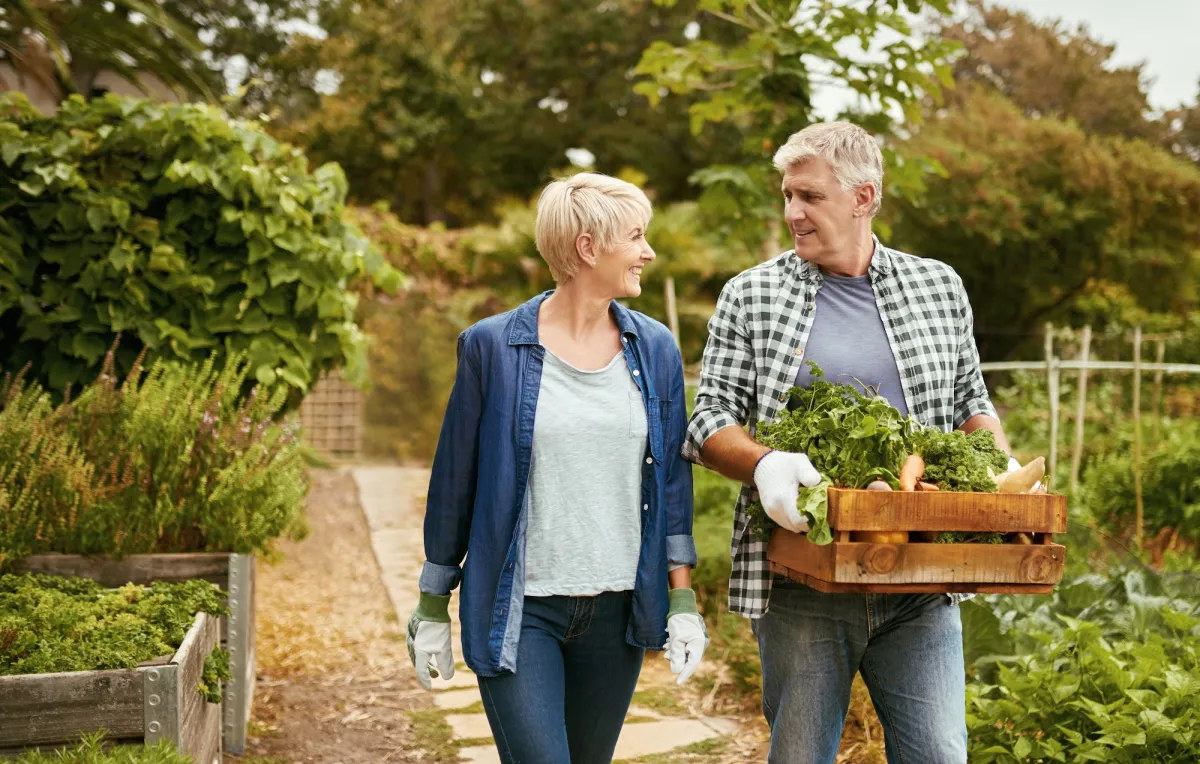 man and woman walking outdoors