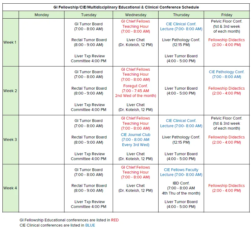 GI Conference Schedule